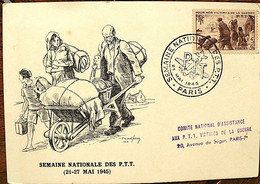FRANCE Semaine Nationale Des PTT. FDC, Carte 1er Jour à Paris 21 Mai 1945 - Correo Postal