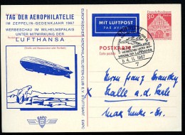 BERLIN P72 ZC2 Postkarte Zudruck ZEPPELIN Gelaufen Sost. Stuttgart 1967  NGK 20,00 € - Postales Privados - Usados