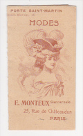 Calendrier 1906 Modes E. MONTEUX Aux Galeries De La Porte St Martin Paris Chapeau - Small : 1901-20