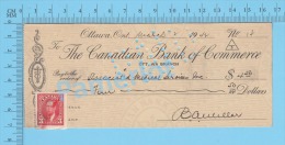 Ottawa, Cheque, 1942 ( $4.50, Association Médicale Services Inc, B.C.D.C..,  Stamp  #233) P. Quebec 2 SCANS - Cheques & Traveler's Cheques