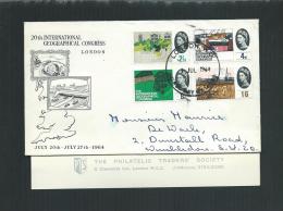 GREAT BRITAIN 1 JUL 1964 FDC 20th INTERNATIONAL GEOGRAPHICAL CONGRESS /LONDON WITH EXPLANATION - Ohne Zuordnung