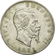Monnaie, Italie, Vittorio Emanuele II, 5 Lire, 1871, Milan, TTB, Argent, KM:8.3 - 1861-1878 : Victor Emmanuel II.