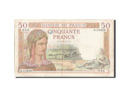 Billet, France, 50 Francs, 50 F 1934-1940 ''Cérès'', 1939, 1939-06-22, TB - 50 F 1934-1940 ''Cérès''