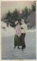 Vintage Figure Skating At Frozen Lake Postcard 1912 - Patinaje Artístico