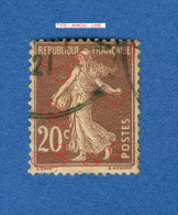 * 1907 N° 139  TYPE I SEMEUSE FOND PLEIN OBLITÉRÉ 20.00 € - Usados