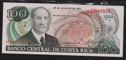 COSTA RICA 100 Colones 28.09.1993  Série H # H29047054  P# 261a - Costa Rica