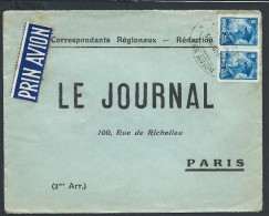 ROUMANIE- Enveloppe Commerciale  De Journal    Obl  " Par Avion" Pour Paris En 1933  LOT P4178 - Storia Postale