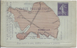 Entier Carte Pneumatique De Marseille Avec Réponse Payée, Ref: K14 - Rohrpost