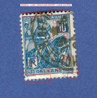 * 1929 N° 257 TYPE 1 DENT 14 X 13 1/2  JEANNE D ARC 50 C BLEU FONCER  OBLITÉRÉ DOS CHARNIÈRE - Gebraucht