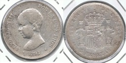 ESPAÑA ALFONSO XIII 5 PESETAS 1891 91  PG M PLATA SILVER - Sonstige & Ohne Zuordnung