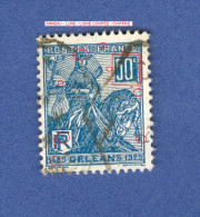 * 1929 N° 257  TYPE II  DENT 14 X 13 1/2 JEANNE D ARC  50 C BLEU FONCER OBLITÉRÉ DOS CHARNIÈRE - Gebraucht