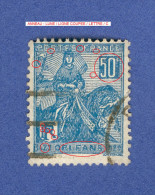 1929 N° 257 TYPE 1 DENT 14 X 13 1/2  JEANNE D ARC 50 C BLEU OBLITÉRÉ DOS CHARNIÈRE - Oblitérés