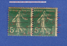 1907  N° 137 SE - TENANT X 2 TYPE I   SEMEUSE FOND PLEIN OBLITÉRÉ 66.00 € OBLIT - Gebraucht