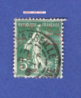 VARIÉTÉS FRANCE 1907  N° 137 TYPE I   SEMEUSE FOND PLEIN DOS CHARNIÈRE  OBLITÉRÉ YVERT TELLIER 15.00 € - Oblitérés