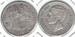 ESPAÑA ALFONSO XII 5 PESETAS 1877 DE M PLATA SILVER A - Sonstige & Ohne Zuordnung