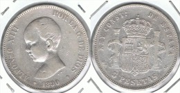 ESPAÑA ALFONSO XIII 5 PESETAS 1890 MP M  PLATA SILVER A - Sonstige & Ohne Zuordnung