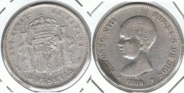 ESPAÑA ALFONSO XIII 5 PESETAS 1889 MP M  PLATA SILVER A - Andere & Zonder Classificatie