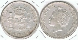 ESPAÑA ALFONSO XIII 5 PESETAS 1894 PG L  PLATA SILVER A - Sonstige & Ohne Zuordnung