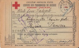 17901- WAR PRISONERS CORRESPONDENCE, CENSORED, FROM TRANSYLVANIA TO PENZA-RUSSIA, RED CROSS, 1917, HUNGARY - Brieven En Documenten