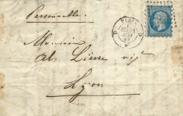 1861 - PIQUAGE SUSSE Sur LETTRE De PARIS Pour LYON - 1853-1860 Napoleon III