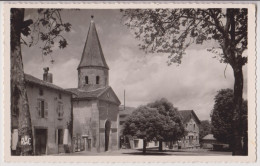 NANTIAT : PLACE DE L'EGLISE - CPSM FORMAT CPA - ECRITE 1953 - 2 SCANS - - Nantiat