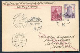 1949 (May 23rd) Greenland Denmark Copenhagen Gronlands Styrelse Julianehaab Experimental Flight Card - Covers & Documents