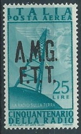 1947 TRIESTE A POSTA AEREA RADIO 25 LIRE MH * - W127 - Poste Aérienne