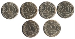 ** LOT 6 X 20 CENT FDC  4x2000 / 1980 /1973  **16** - 20 Centimes