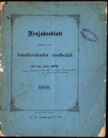 Naturforschende Gesellschaft  , Solothurn 1879 , Heft Zum  Farbenschutz In Der Tierwelt , Tiere !!! - Other & Unclassified