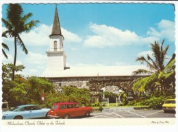 Kailua Kona Hawaii, Mokuaikaua Church Oldest Church On Islands, Volkswagen Autos, C1970s Vintage Postcard - Hawaï