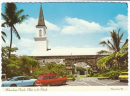 Kailua Kona Hawaii, Mokuaikaua Church Oldest Church On Islands, Volkswagen Autos, C1970s Vintage Postcard - Big Island Of Hawaii
