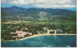 Honolulu Oahu Hawaii, Aerial View Of Waikiki Beach 1950s, C1950s Vintage Postcard - Honolulu