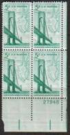 Plate Block -1964 USA Verrazano-Narrows Bridge Stamp Sc#1258 Map Of New York Bay - Plattennummern