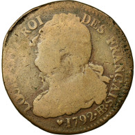 Monnaie, France, 2 Sols Français, 2 Sols, 1792, Strasbourg, B+, Bronze, KM:612 - Andere & Zonder Classificatie