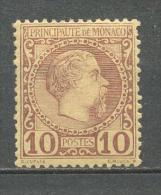 1885 MONACO 10C. CHARLES III MICHEL: 4 MH * - Neufs