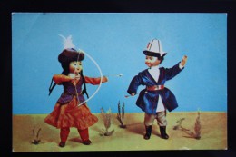 Kyrgyzstan Dolls - OLD USSR Postcard -1967 - ARCHERY - Archer - Bogenschiessen