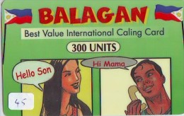 Télécarte   * PHILIPPINES  * FILIPPINES *    (45) Telefonkarte Phonecard * - Filippijnen