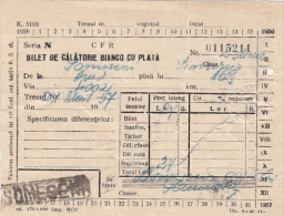 18025- RAILWAY TRANSPORTATION BIANCO TICKET, 1957, ROMANIA - Europe