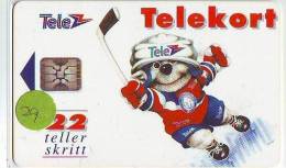 Télécarte A PUCE NORVERGE * Sport HOCKEY (29) CHIP Phonecard * Telefonkarte * NORWAY N-6 1/92 TIRAGE 25.000 - Sport