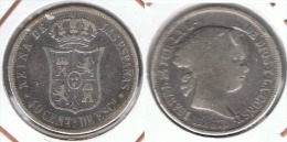 ESPAÑA ISABEL II 40 CENTIMOS ESCUDO 1867 MADRID PLATA SILVER - Andere & Zonder Classificatie