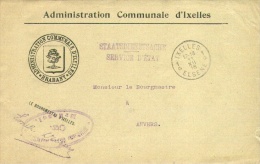 Staatsdienstsache Van Ixelles Portvrij Naar Antwerpen 1916 - Censuur Brussel. - Deutsche Armee