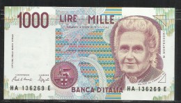 ITALIA REPUBBLICA 1990 BANCONOTA DA LIRE 1000 MONTESSORI  ITALIE ITALIEN ITALY - 1.000 Lire