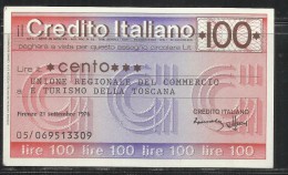 ITALIA MINIASSEGNO CREDITO ITALIANO LIRE 100 UNIONE REGIONALE DEL COMMERCIO E TURISMO TOSCANA FIRENZE 21 SETTEMBRE 1976 - [10] Chèques