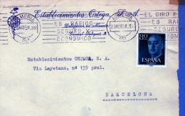2651    Frontal  Comercial  Almeria 1958 Rodillo Publicitario  , Establecimiento Ortega - 1951-60 Briefe U. Dokumente