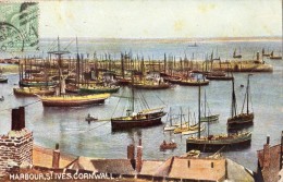 HARBOUR SAINT-IVES CORNWALL CARTE COLORISEE RARE - St.Ives