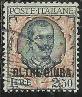 OLTRE GIUBA 1926 SOPRASTAMPATO D'ITALIA ITALY OVERPRINTED LIRE 2,50 USATO USED OBLITERE' - Oltre Giuba