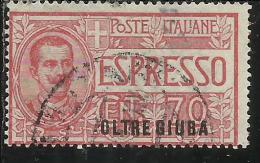 OLTRE GIUBA 1926 ESPRESSO SPECIAL DELIVERY CENT.  70 C USATO USED OBLITERE´ - Oltre Giuba