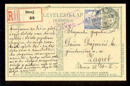 Hungary, Croatia - Stationery Sent By Registered Mail From Senj To Zagreb 1917. Censored With 'Fiume' Censorship. - Sonstige & Ohne Zuordnung