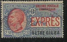 OLTRE GIUBA 1926 ESPRESSO SPECIAL DELIVERY LIRE 2,50 USATO USED OBLITERE´ - Oltre Giuba