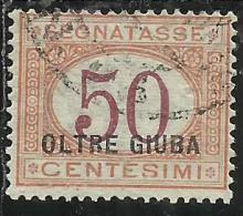 OLTRE GIUBA 1925 SEGNATASSE POSTAGE DUE TASSE TAXE CENT. 50 C USATO USED OBLITERE´ - Oltre Giuba